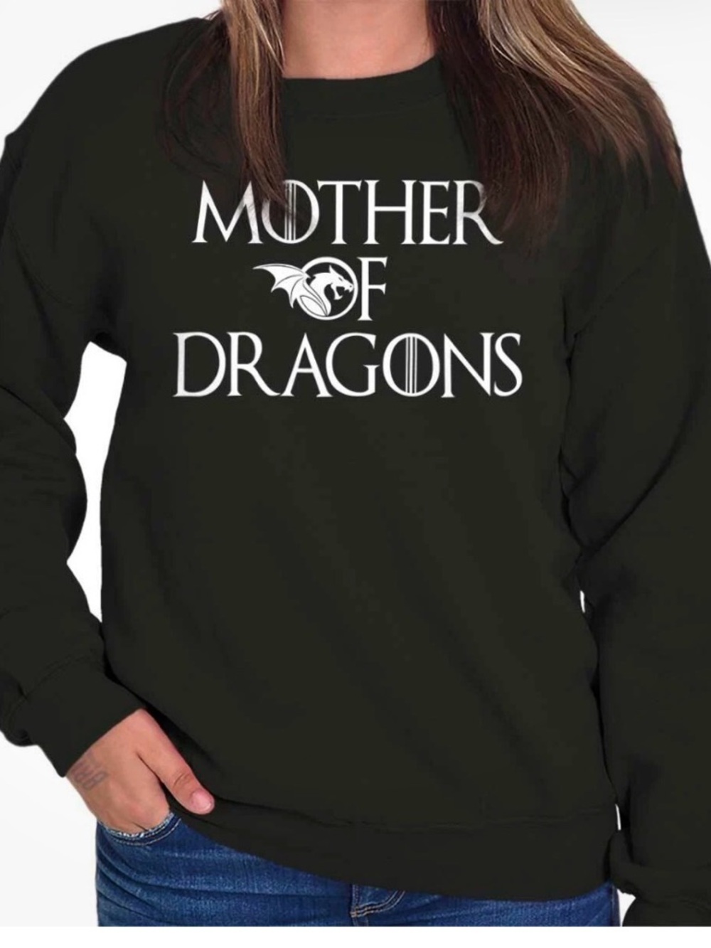 Gildan Black "Mother of Dragons" Sweatshirt NEW WOTS, never worn. Moved misplace